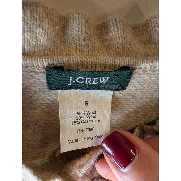 J.Crew Oatmeal Cashmere Blend Ruffle Trim Cardigan Feminine Coquette Small - Picture 3 of 7